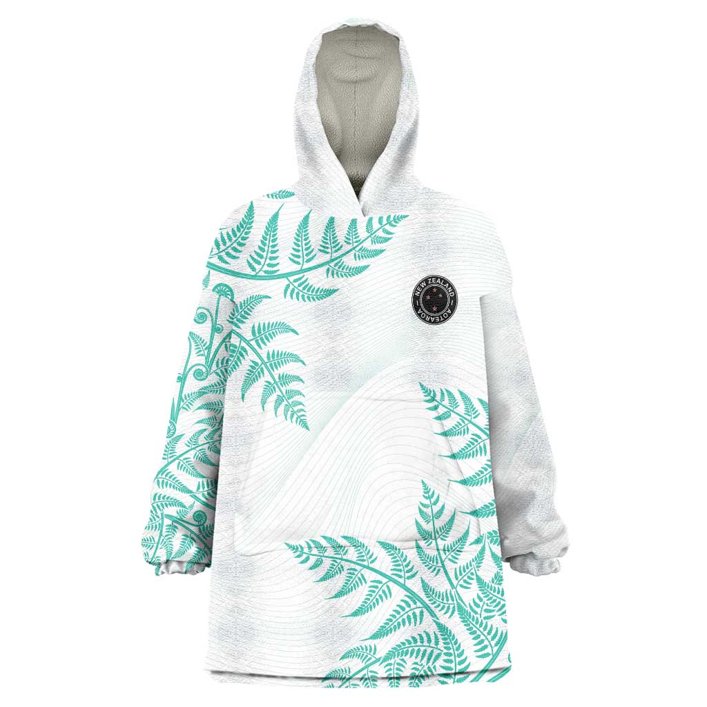 Custom New Zealand Football Wearable Blanket Hoodie Aotearoa Pride Aqua Version LT05 One Size Aqua - Polynesian Pride