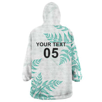 Custom New Zealand Football Wearable Blanket Hoodie Aotearoa Pride Aqua Version LT05 - Polynesian Pride