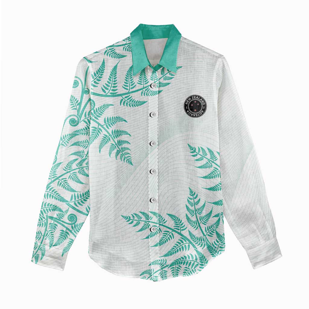 Custom New Zealand Football Women Casual Shirt Aotearoa Pride Aqua Version - Polynesian Pride