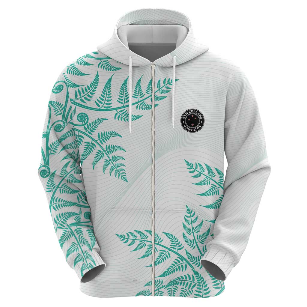 Custom New Zealand Football Zip Hoodie Aotearoa Pride Aqua Version LT05 - Polynesian Pride