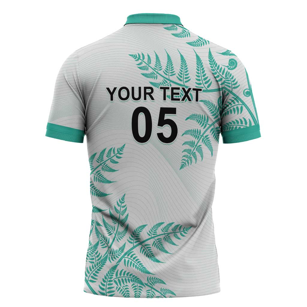 Custom New Zealand Football Zipper Polo Shirt Aotearoa Pride Aqua Version LT05 - Polynesian Pride