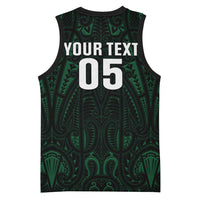 Custom New Zealand Fishing Basketball Jersey Maori Tribal Pattern - Polynesian Pride