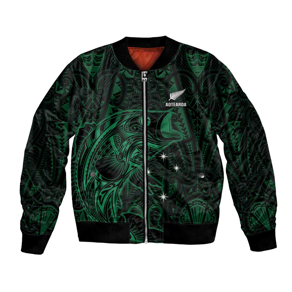 Custom New Zealand Fishing Bomber Jacket Maori Tribal Pattern - Polynesian Pride