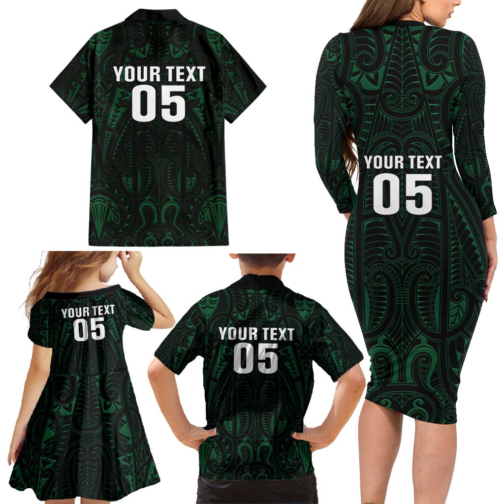 Custom New Zealand Fishing Family Matching Long Sleeve Bodycon Dress and Hawaiian Shirt Maori Tribal Pattern - Polynesian Pride