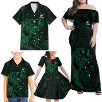 Custom New Zealand Fishing Family Matching Off Shoulder Maxi Dress and Hawaiian Shirt Maori Tribal Pattern - Polynesian Pride