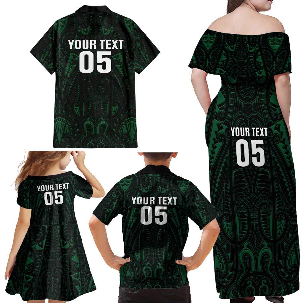 Custom New Zealand Fishing Family Matching Off Shoulder Maxi Dress and Hawaiian Shirt Maori Tribal Pattern - Polynesian Pride
