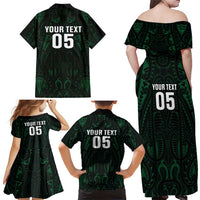 Custom New Zealand Fishing Family Matching Off Shoulder Maxi Dress and Hawaiian Shirt Maori Tribal Pattern - Polynesian Pride