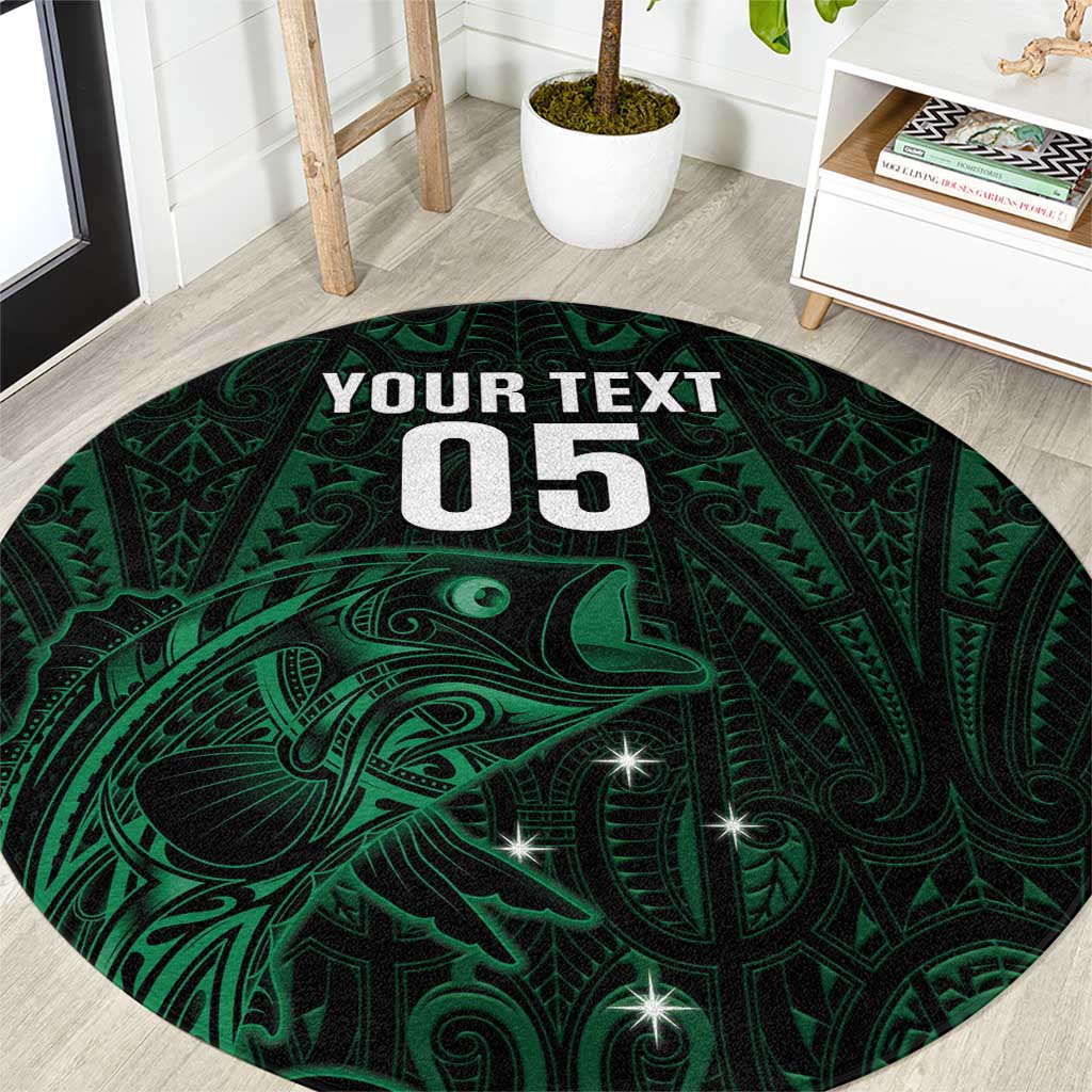 Custom New Zealand Fishing Round Carpet Maori Tribal Pattern - Polynesian Pride