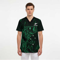 Custom New Zealand Fishing Scrub Top Maori Tribal Pattern - Polynesian Pride
