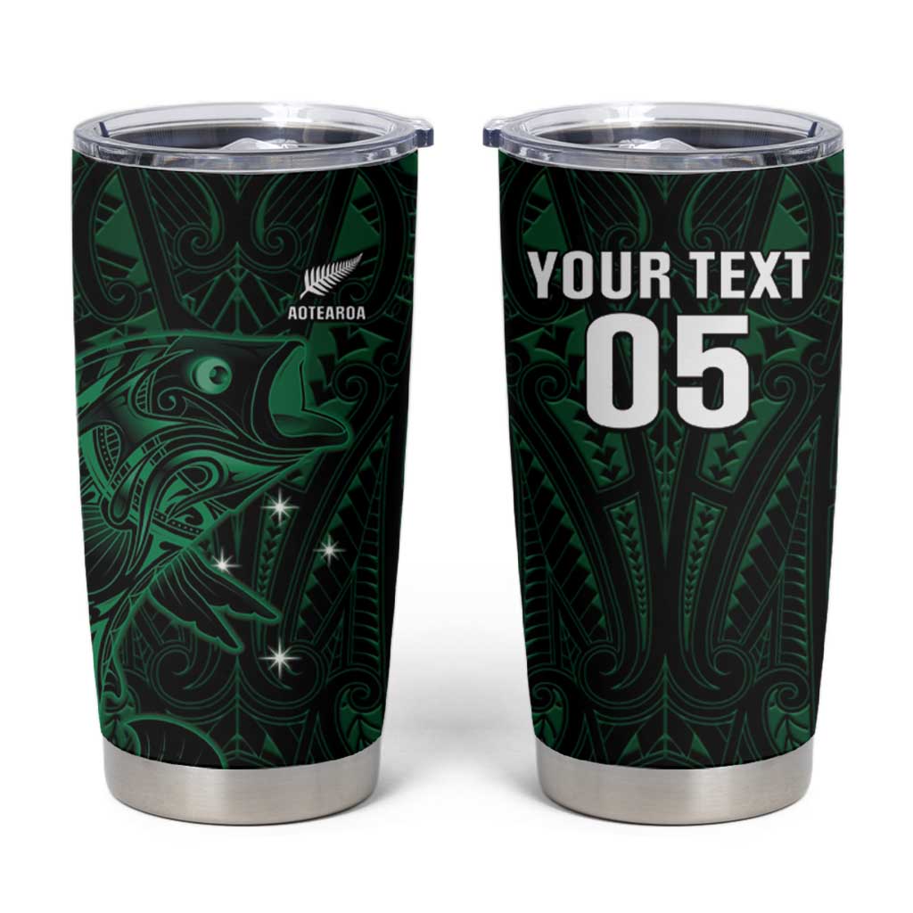 Custom New Zealand Fishing Tumbler Cup Maori Tribal Pattern - Polynesian Pride