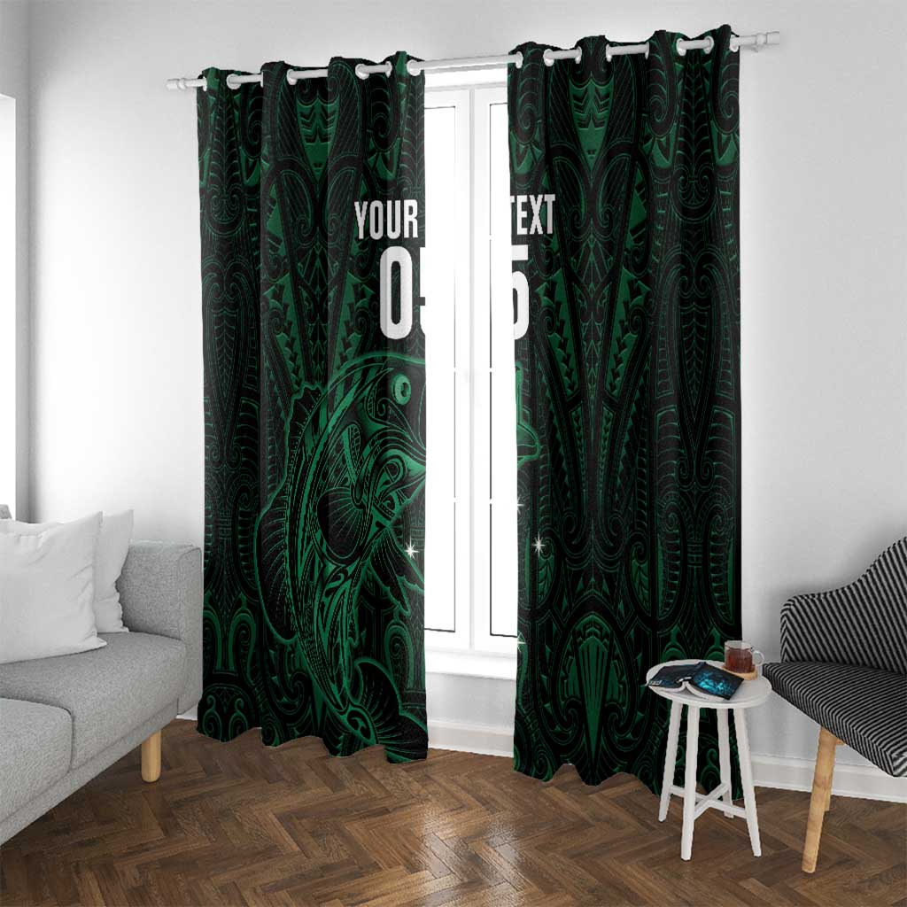 Custom New Zealand Fishing Window Curtain Maori Tribal Pattern - Polynesian Pride