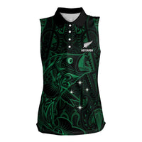 Custom New Zealand Fishing Women Sleeveless Polo Shirt Maori Tribal Pattern - Polynesian Pride