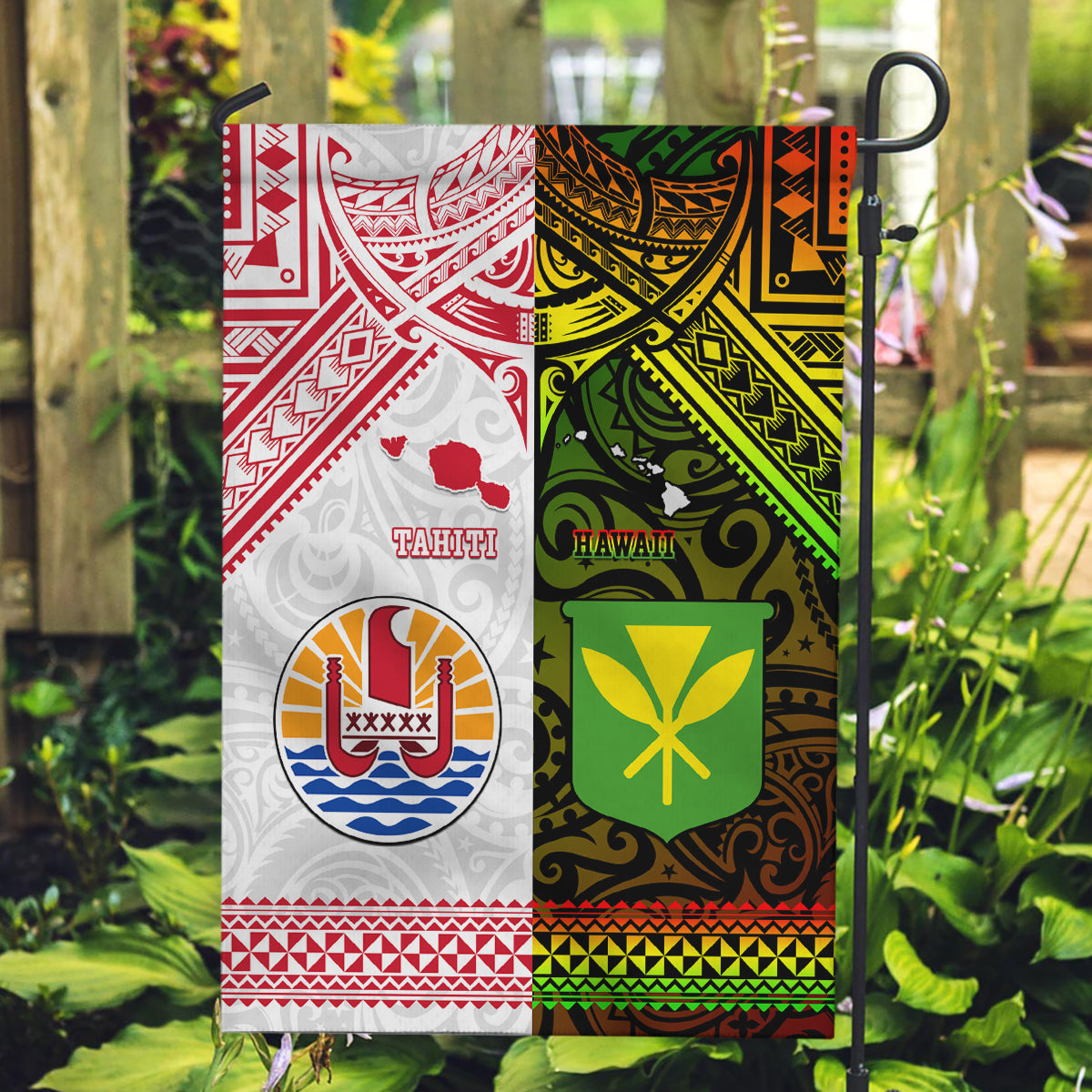 Hawaii And Tahiti Garden Flag Coat Of Arms Polynesian Pattern LT05 Garden Flag Reggae - Polynesian Pride