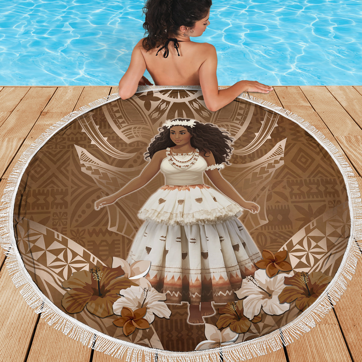 Bula Fiji Women's Day Beach Blanket With Fijian Tapa Pattern