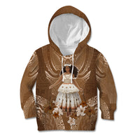 Bula Fiji Women's Day Kid Hoodie With Fijian Tapa Pattern LT05 Hoodie Brown - Polynesian Pride