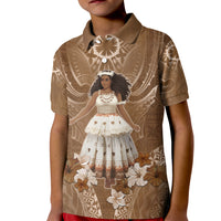 Bula Fiji Women's Day Kid Polo Shirt With Fijian Tapa Pattern LT05 Kid Brown - Polynesian Pride