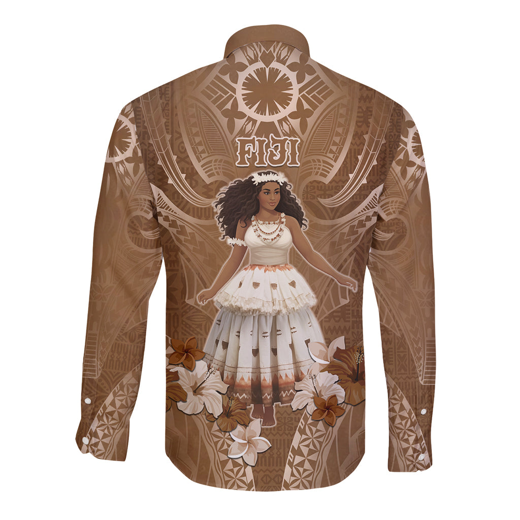 Bula Fiji Women's Day Long Sleeve Button Shirt With Fijian Tapa Pattern LT05 - Polynesian Pride