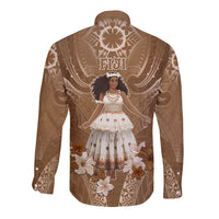 Bula Fiji Women's Day Long Sleeve Button Shirt With Fijian Tapa Pattern LT05 - Polynesian Pride