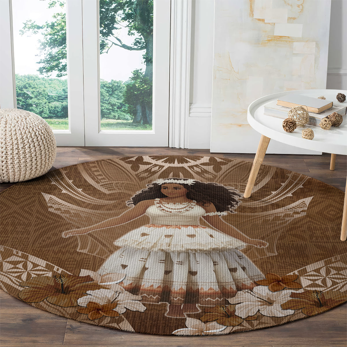 Bula Fiji Women's Day Round Carpet With Fijian Tapa Pattern