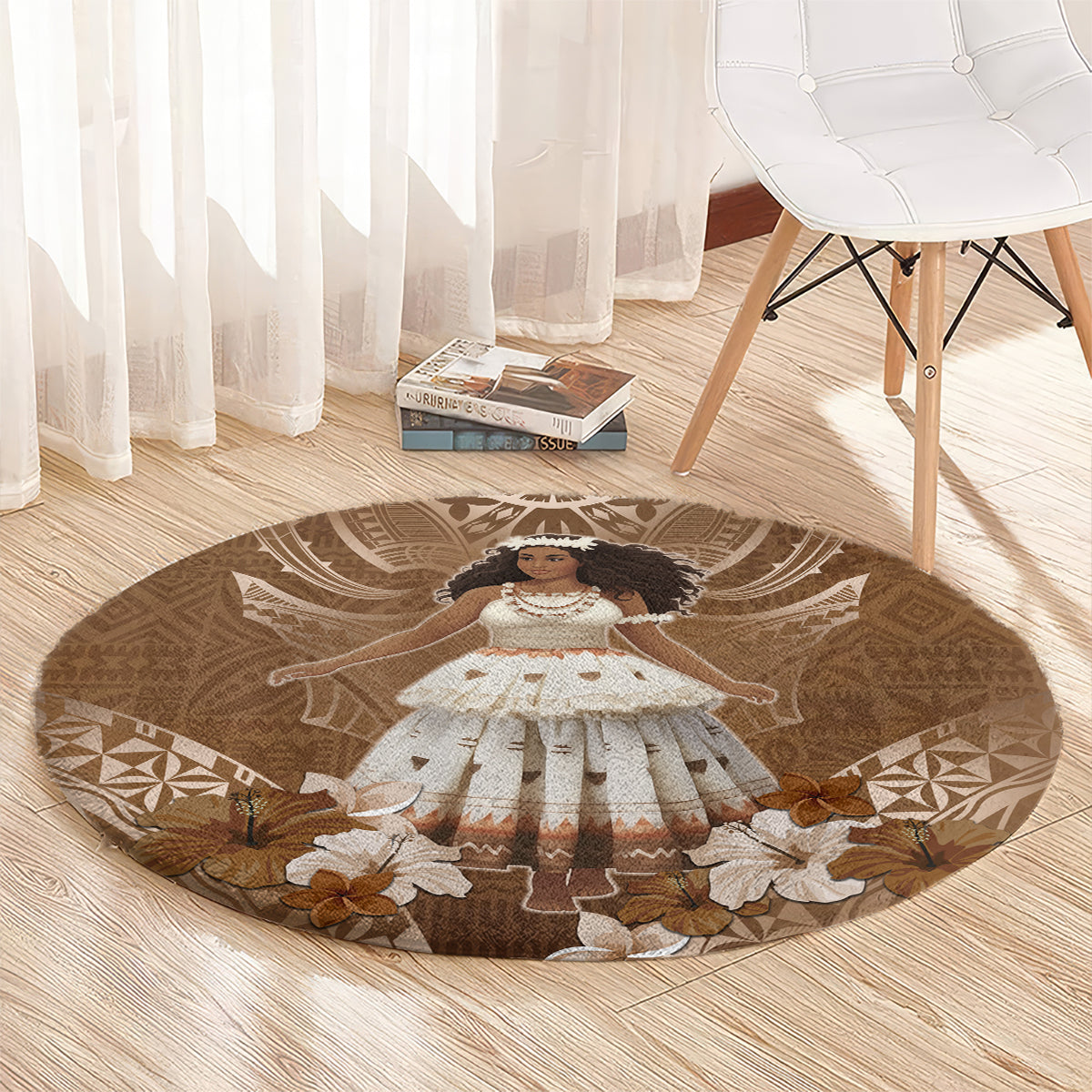 Bula Fiji Women's Day Round Carpet With Fijian Tapa Pattern
