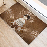 Bula Fiji Women's Day Rubber Doormat With Fijian Tapa Pattern