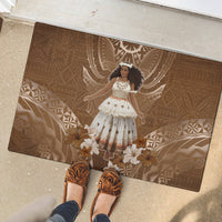 Bula Fiji Women's Day Rubber Doormat With Fijian Tapa Pattern
