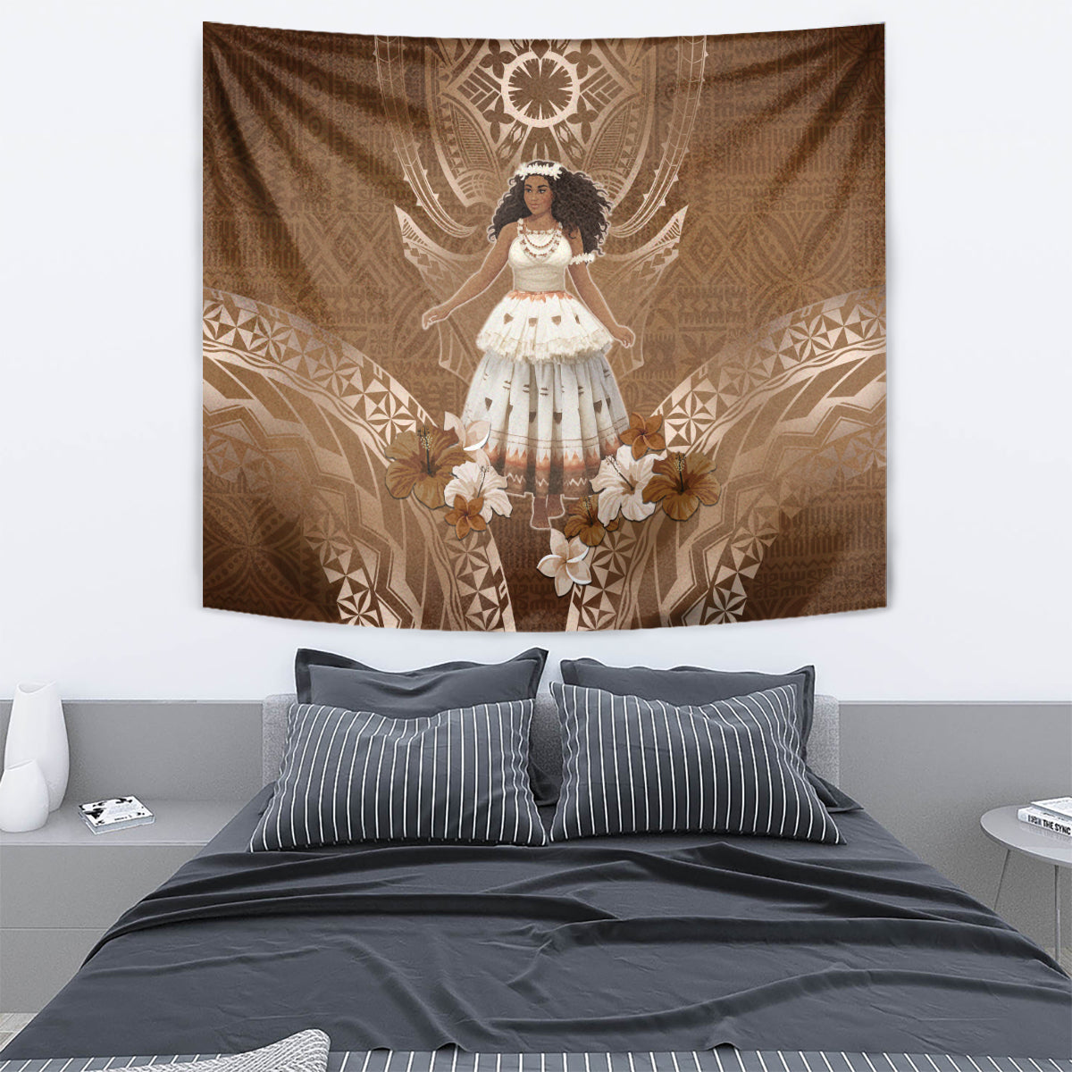 Bula Fiji Women's Day Tapestry With Fijian Tapa Pattern