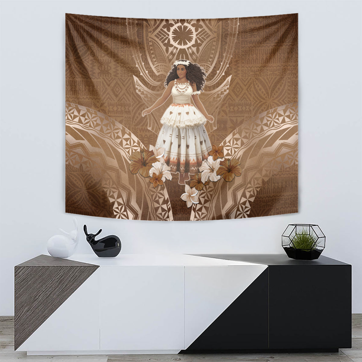 Bula Fiji Women's Day Tapestry With Fijian Tapa Pattern