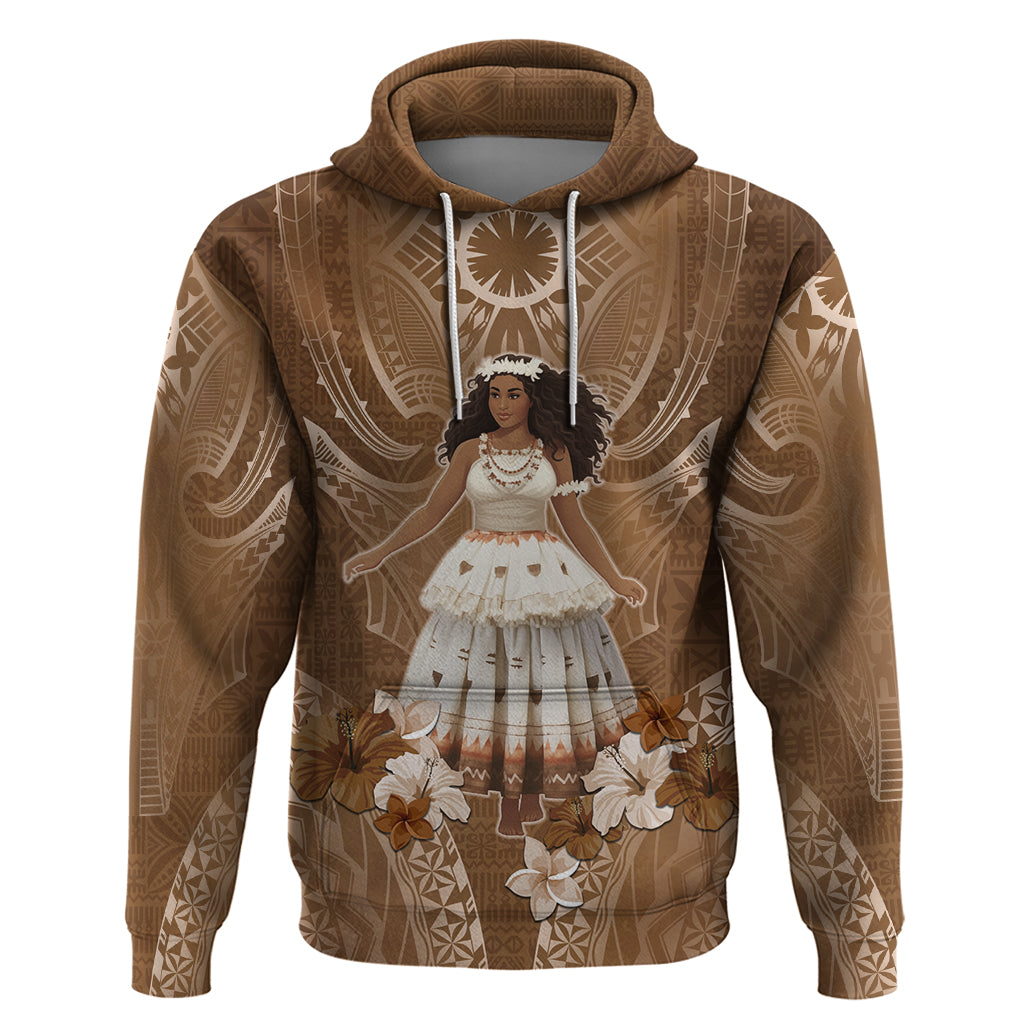 Bula Fiji Women's Day Zip Hoodie With Fijian Tapa Pattern LT05 Pullover Hoodie Brown - Polynesian Pride