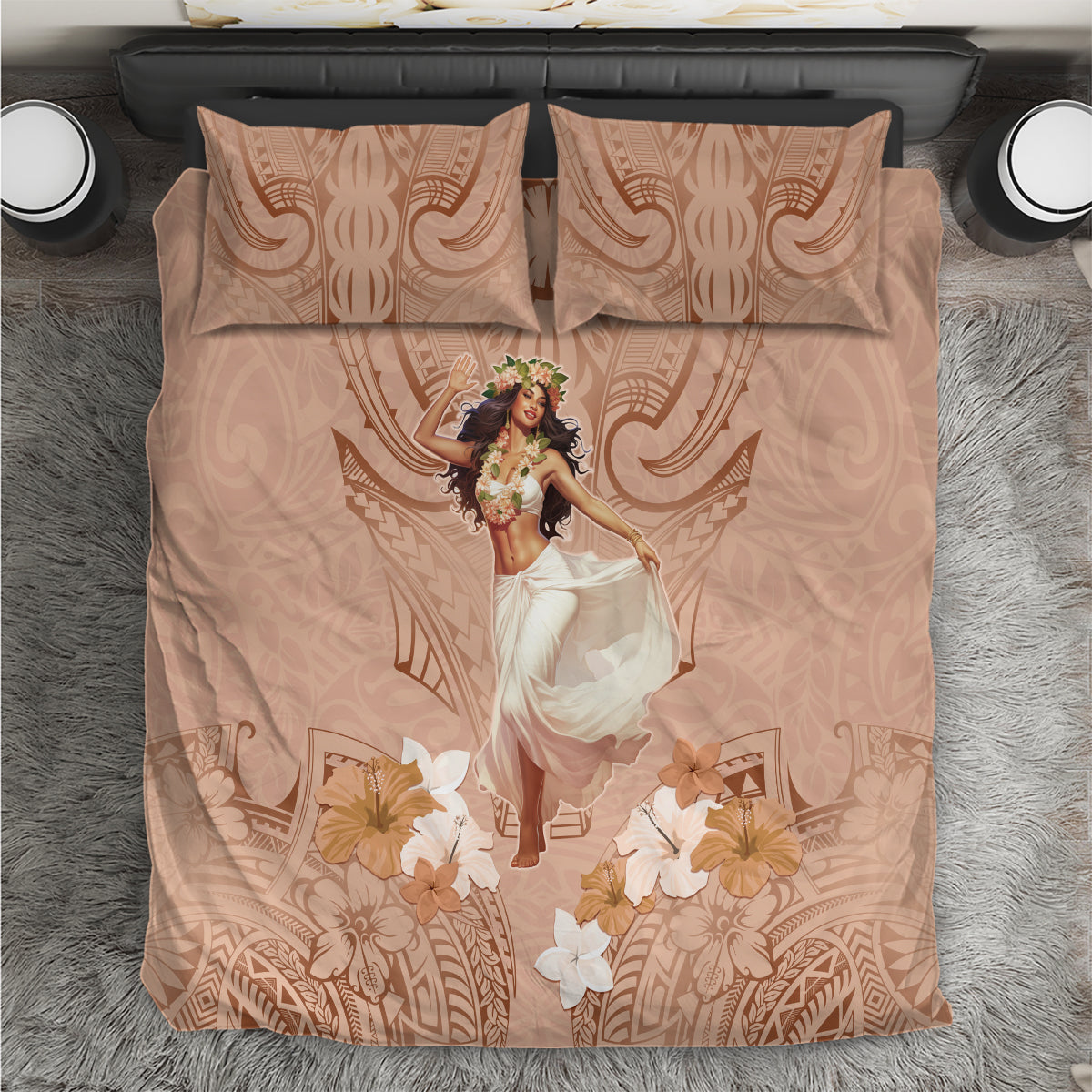 Hawaii Women's Day Bedding Set With Polynesian Pattern