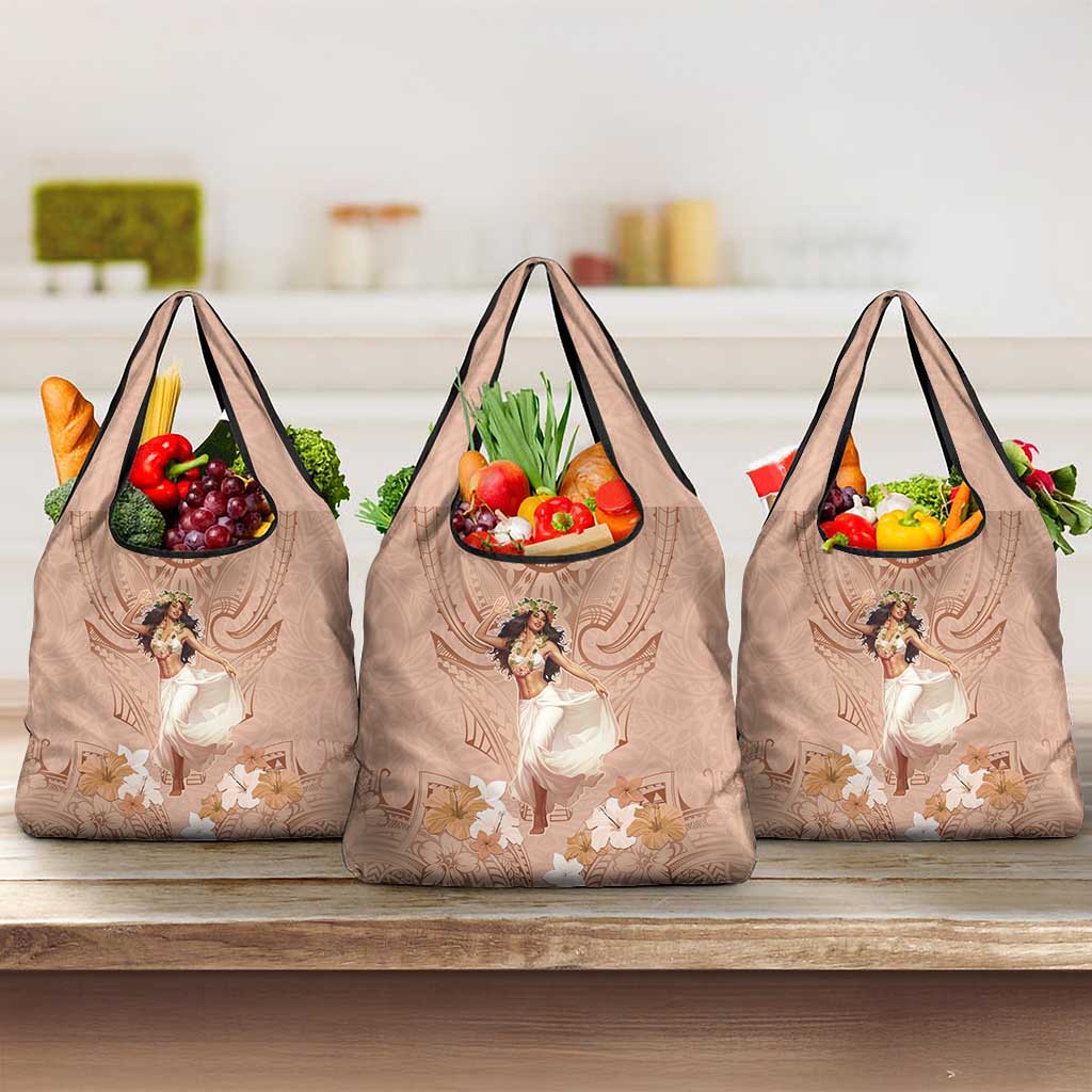 Hawaii Women's Day Grocery Bag With Polynesian Pattern LT05 3-pack One Size Brown - Polynesian Pride