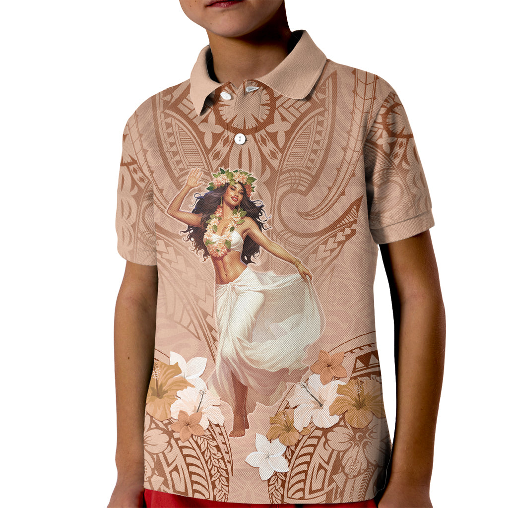 Hawaii Women's Day Kid Polo Shirt With Polynesian Pattern LT05 Kid Brown - Polynesian Pride