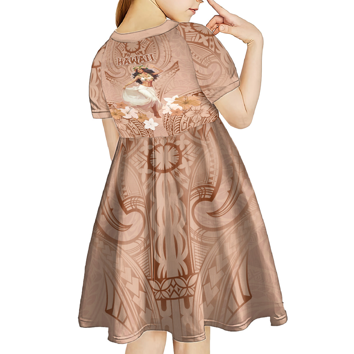 Hawaii Women's Day Kid Short Sleeve Dress With Polynesian Pattern LT05 - Polynesian Pride