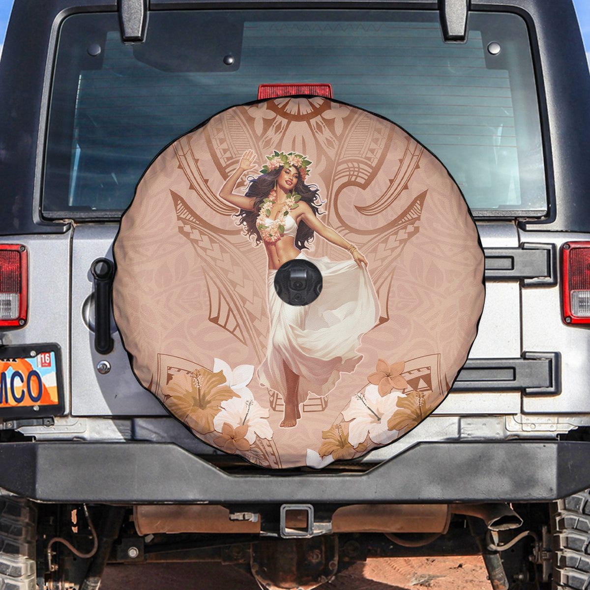 Hawaii Women's Day Spare Tire Cover With Polynesian Pattern