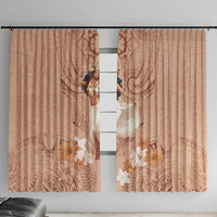 Hawaii Women's Day Window Curtain With Polynesian Pattern LT05 With Hooks Brown - Polynesian Pride