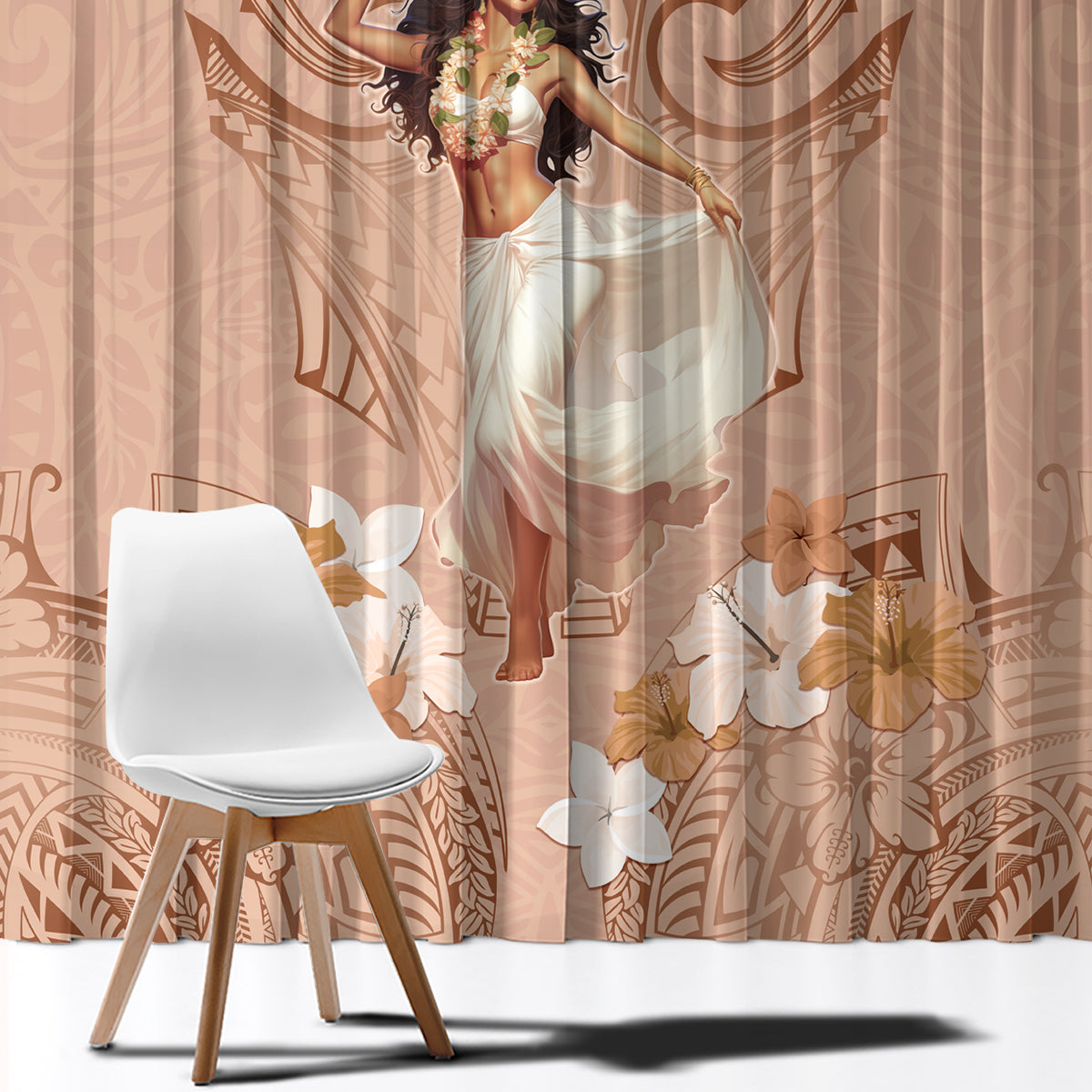 Hawaii Women's Day Window Curtain With Polynesian Pattern LT05 - Polynesian Pride