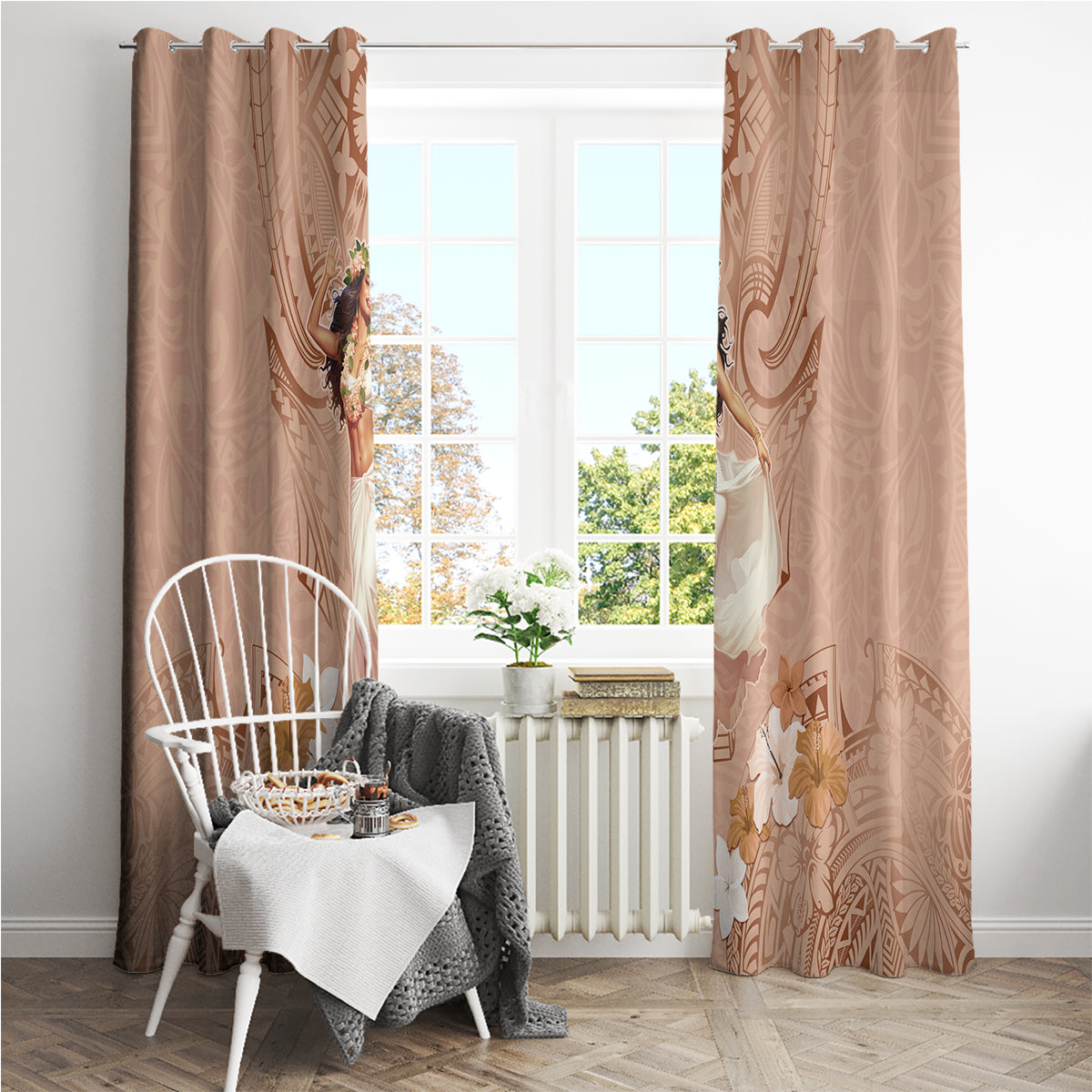 Hawaii Women's Day Window Curtain With Polynesian Pattern LT05 - Polynesian Pride
