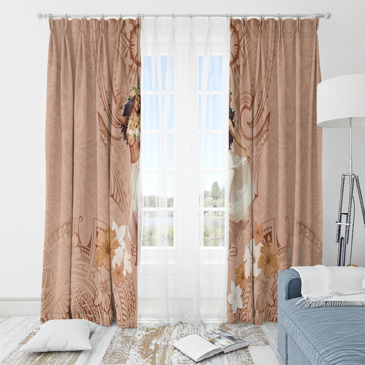 Hawaii Women's Day Window Curtain With Polynesian Pattern LT05 - Polynesian Pride