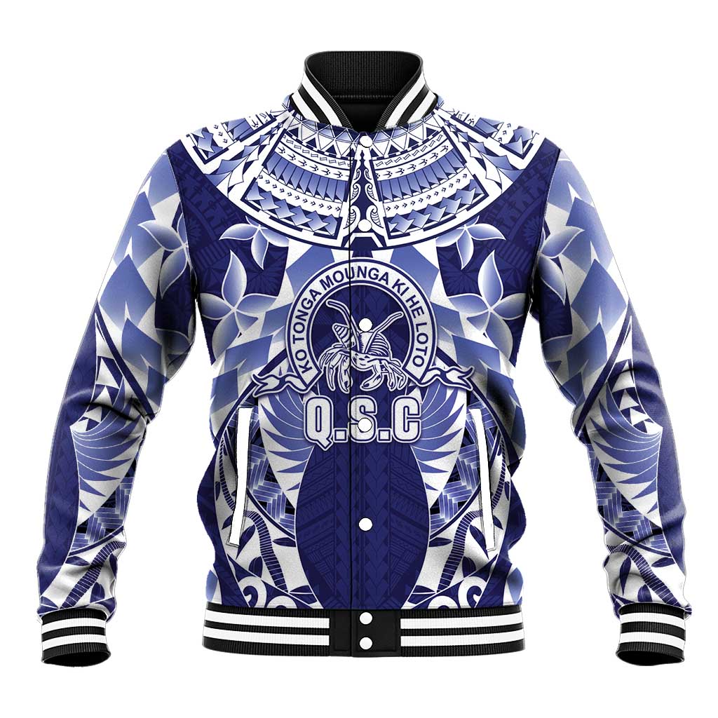 Personalised Tonga Queen Salote College Baseball Jacket Centenary Navy Version LT05 Unisex Navy - Polynesian Pride