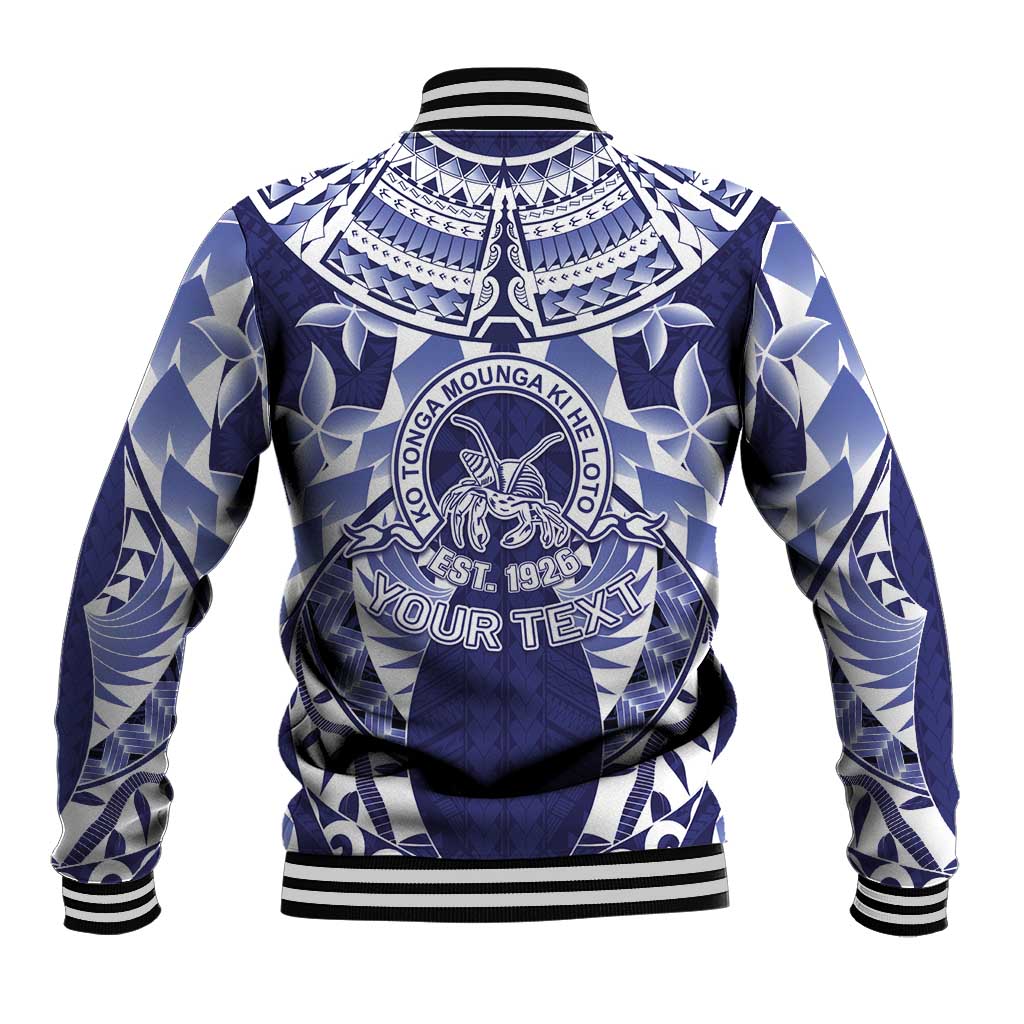 Personalised Tonga Queen Salote College Baseball Jacket Centenary Navy Version LT05 - Polynesian Pride