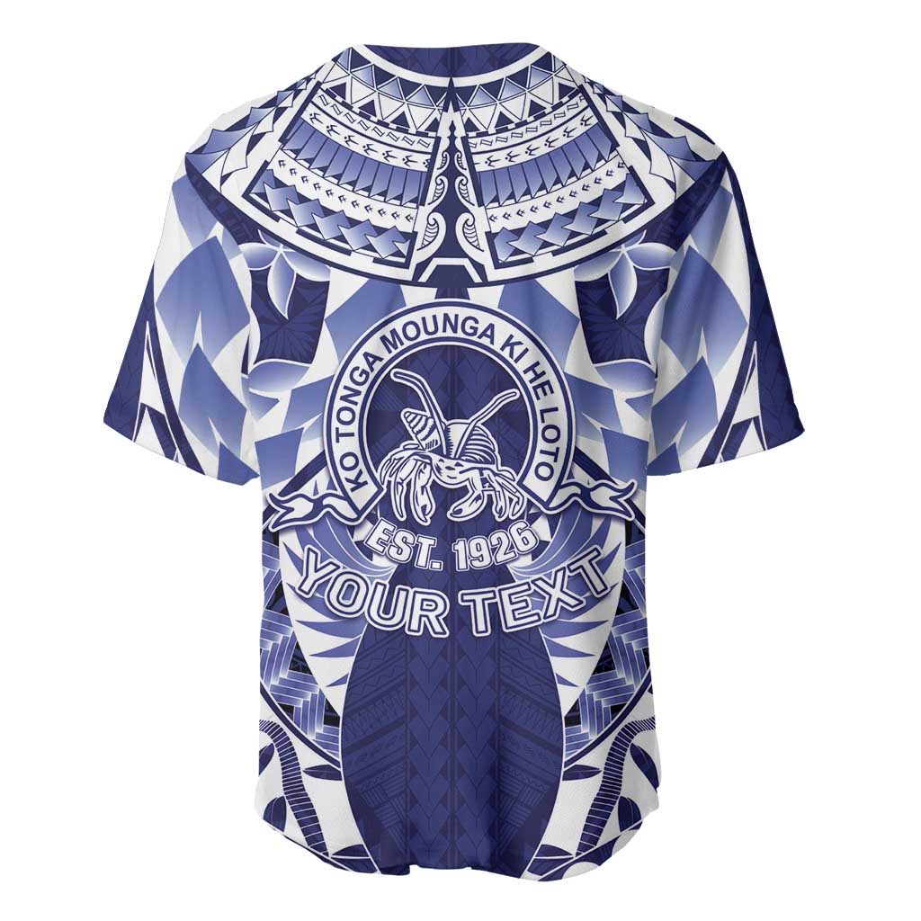Personalised Tonga Queen Salote College Baseball Jersey Centenary Navy Version LT05 - Polynesian Pride