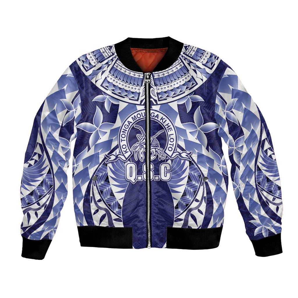 Personalised Tonga Queen Salote College Bomber Jacket Centenary Navy Version LT05 Unisex Navy - Polynesian Pride
