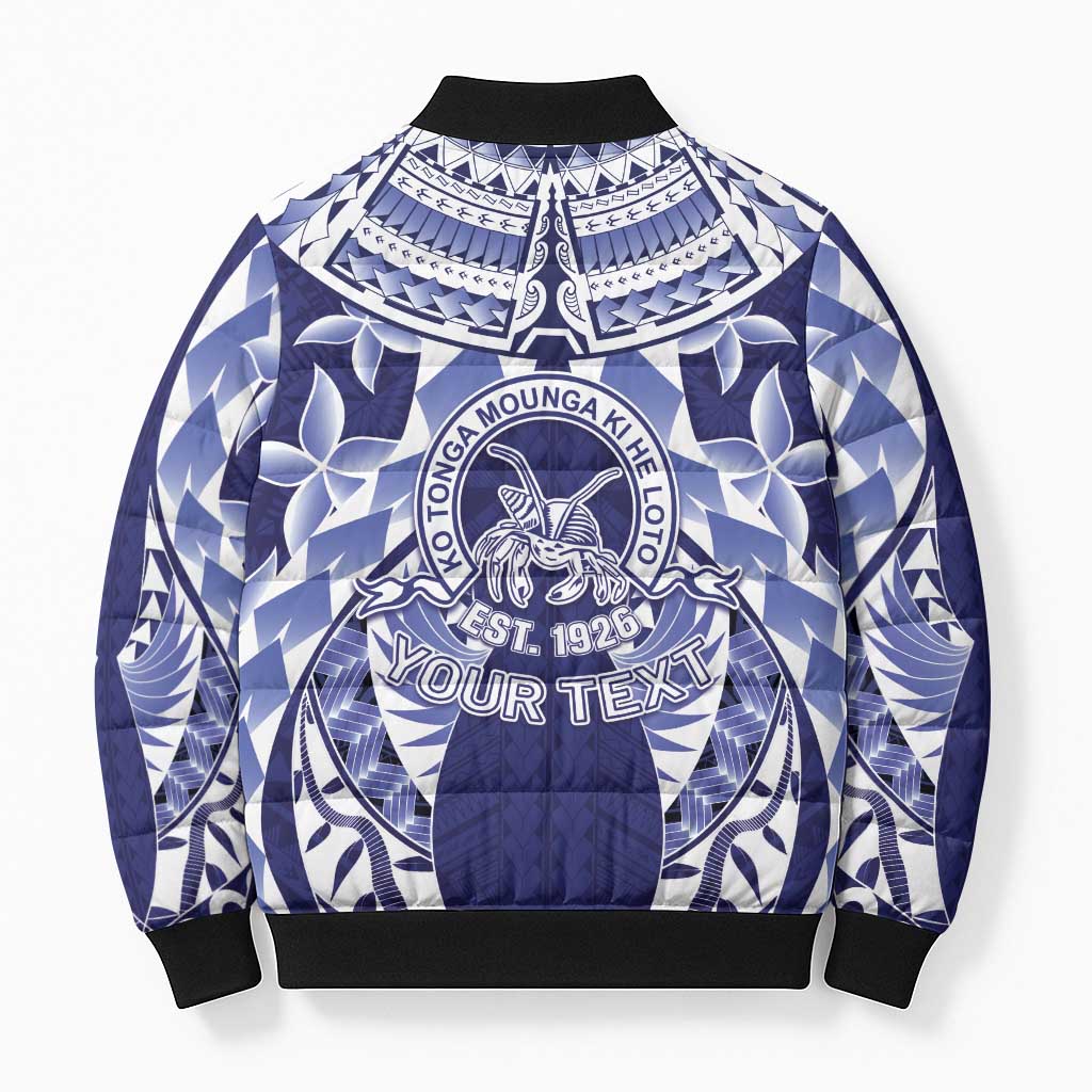 Personalised Tonga Queen Salote College Bomber Puffer Jacket Centenary Navy Version LT05 - Polynesian Pride