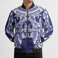 Personalised Tonga Queen Salote College Bomber Puffer Jacket Centenary Navy Version LT05 - Polynesian Pride