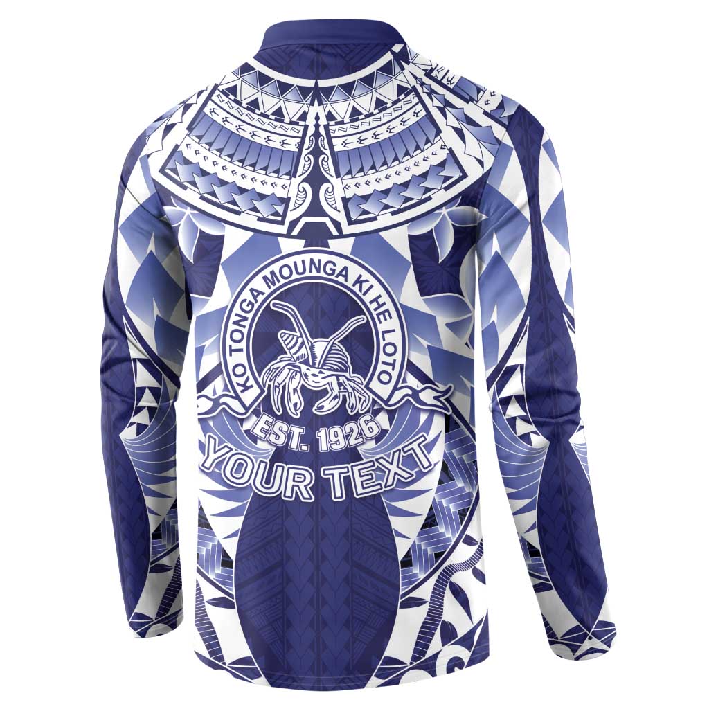 Personalised Tonga Queen Salote College Button Sweatshirt Centenary Navy Version LT05 - Polynesian Pride
