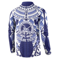 Personalised Tonga Queen Salote College Button Sweatshirt Centenary Navy Version LT05 - Polynesian Pride