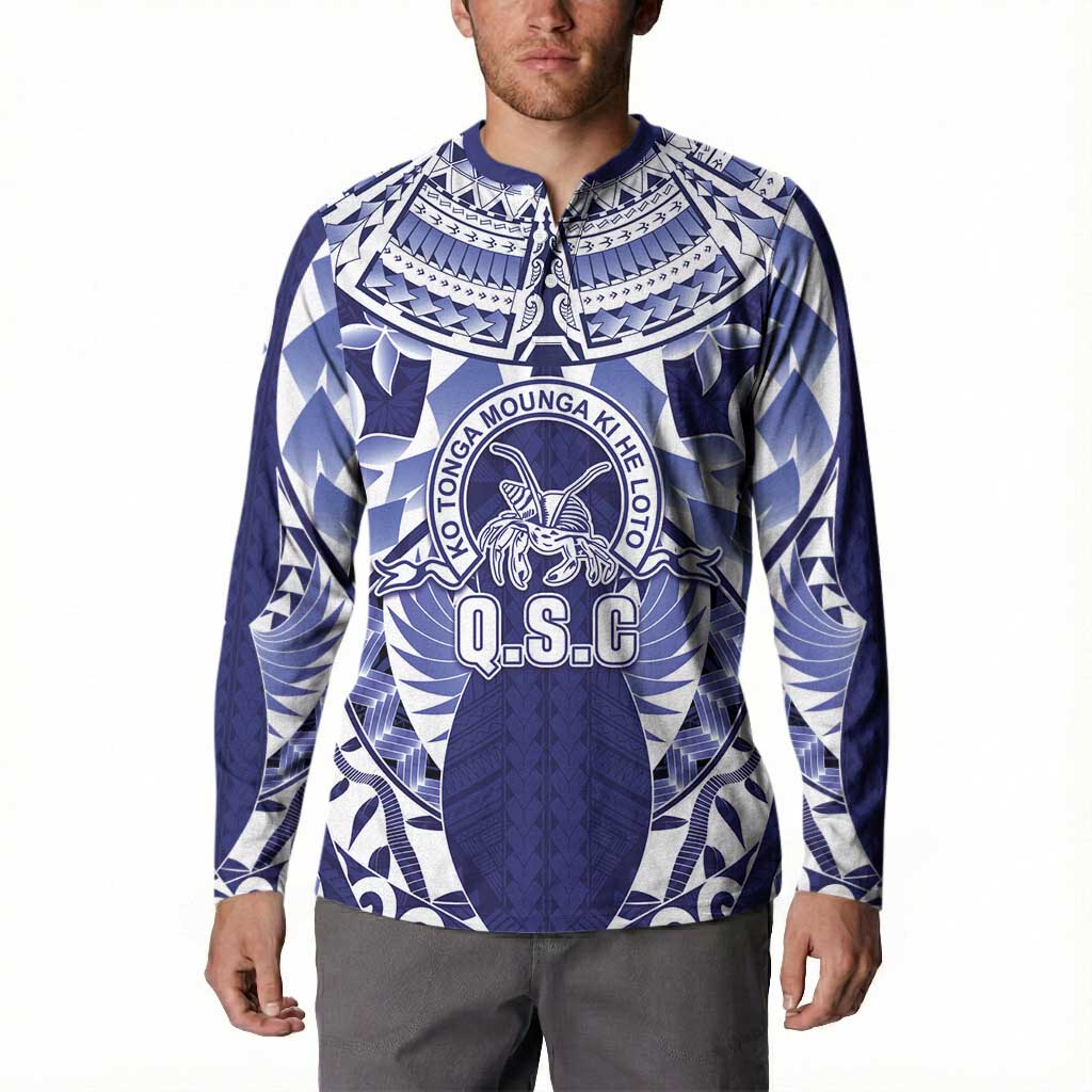 Personalised Tonga Queen Salote College Button Sweatshirt Centenary Navy Version LT05 - Polynesian Pride