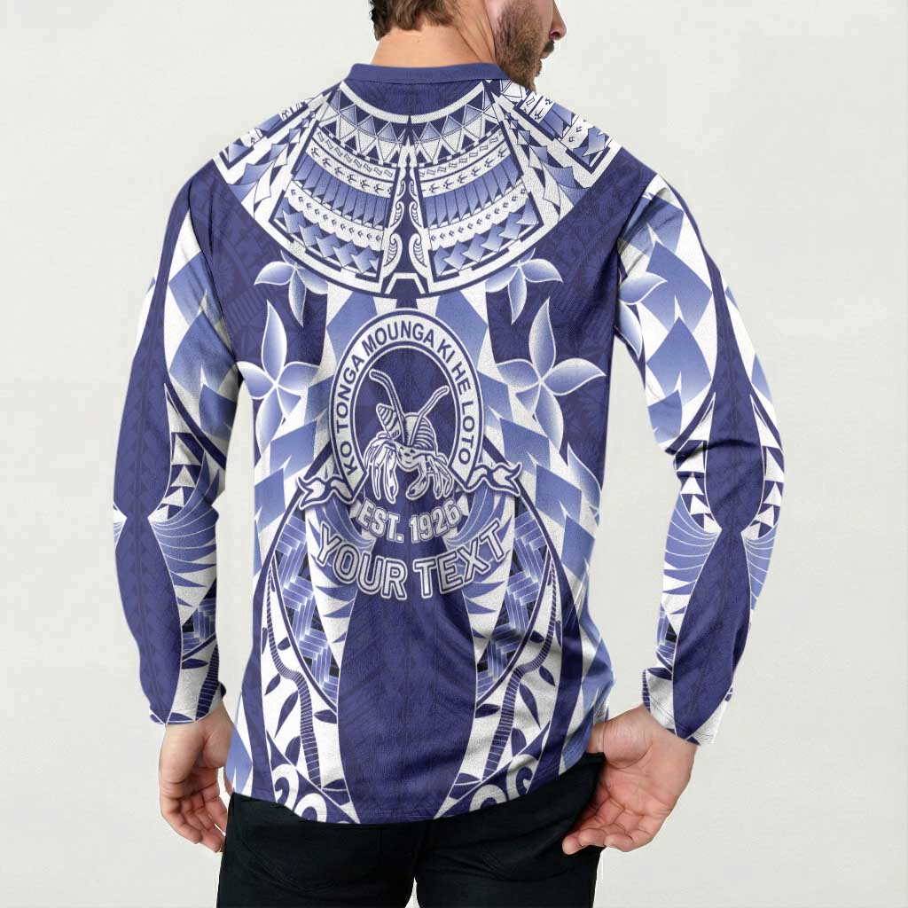 Personalised Tonga Queen Salote College Button Sweatshirt Centenary Navy Version LT05 - Polynesian Pride