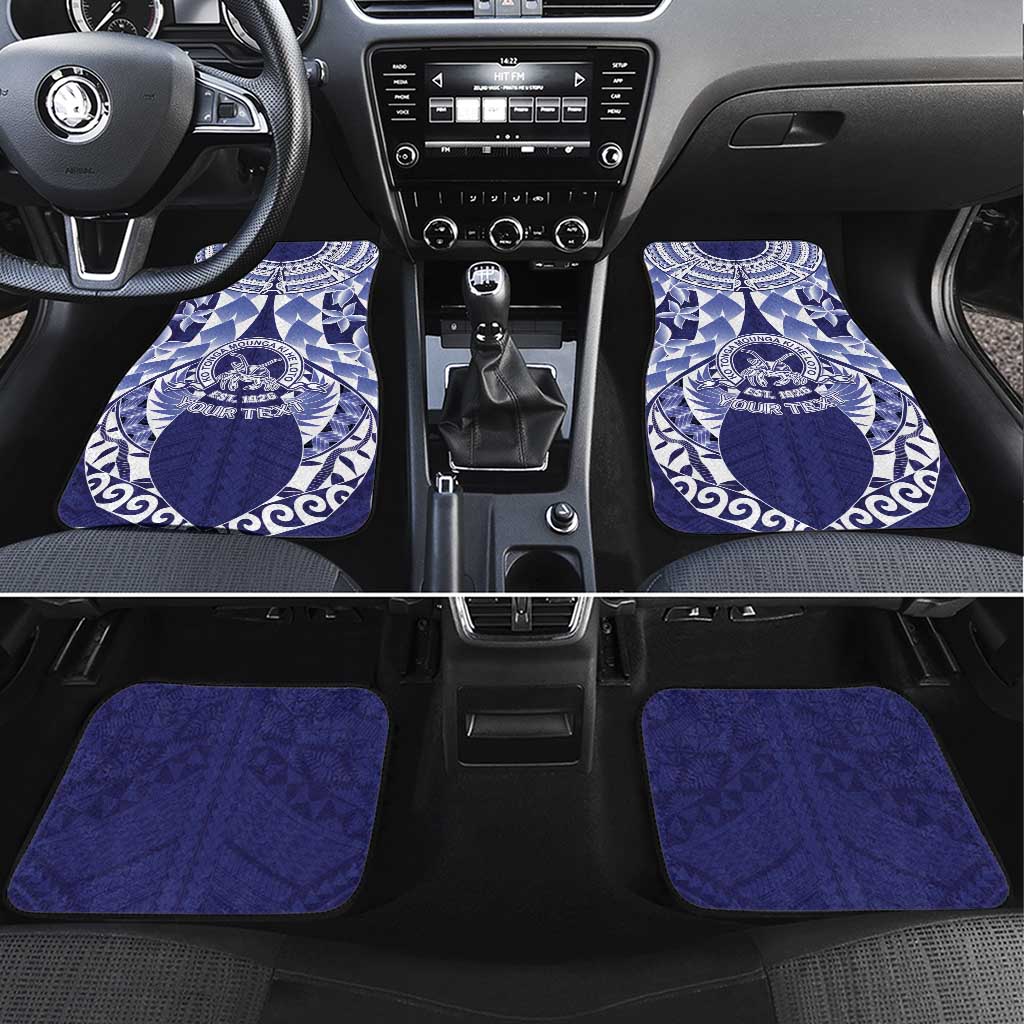 Personalised Tonga Queen Salote College Car Mats Centenary Navy Version LT05 Set 4pcs Navy - Polynesian Pride