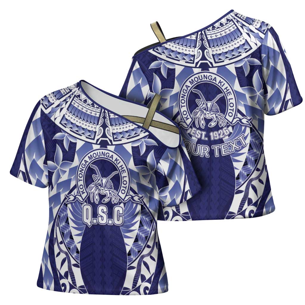 Personalised Tonga Queen Salote College Cross Shoulder Shirt Centenary Navy Version